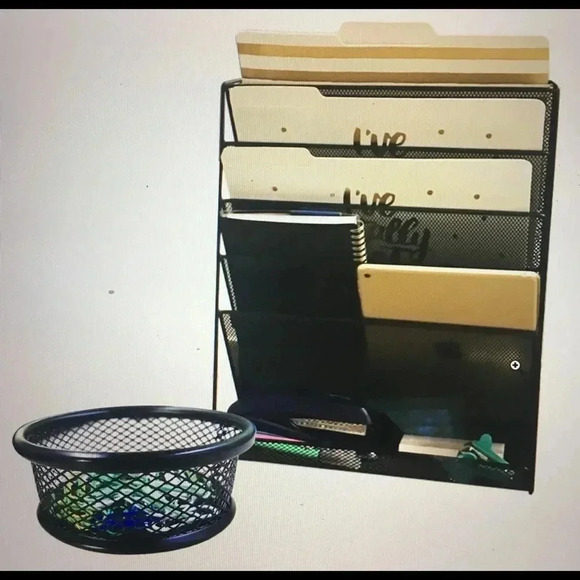 Hanging File Organizer & Paper Clip Holder & Clips - Picture 1 of 5